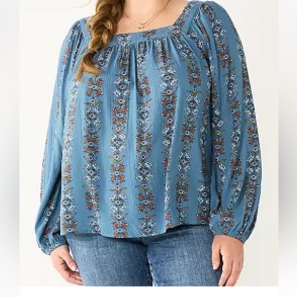 Floral Peasant Top- Size 0X - Picture 1 of 9